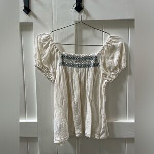Madewell Embroidered Smocked Top- Size XS